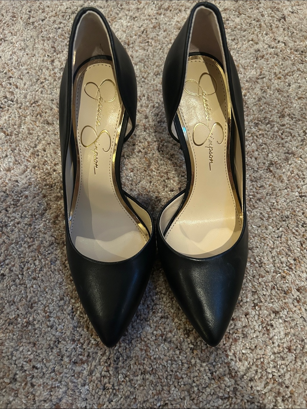 Jessica Simpson Black Pumps with Gold Details